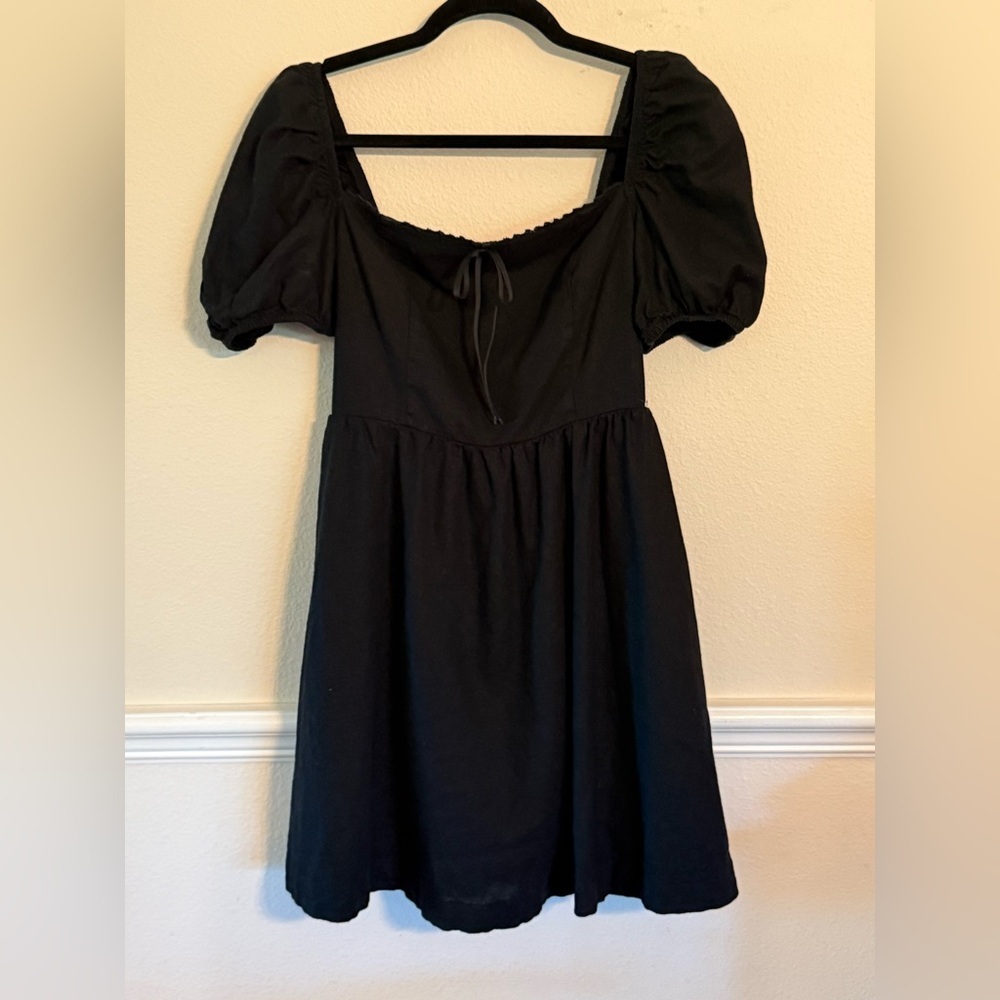 Camila Coelho Black Puff Sleeve Mini Dress